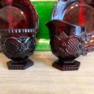 Ruby Red Avon Cream And Sugar