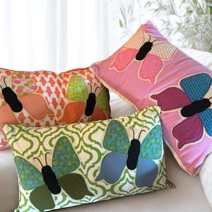 Vintage Appliquéd Butterfly Pillow