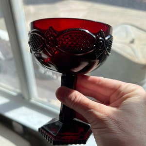 Avon Ruby Red Saucer Champagne Glass/ Set of 2
