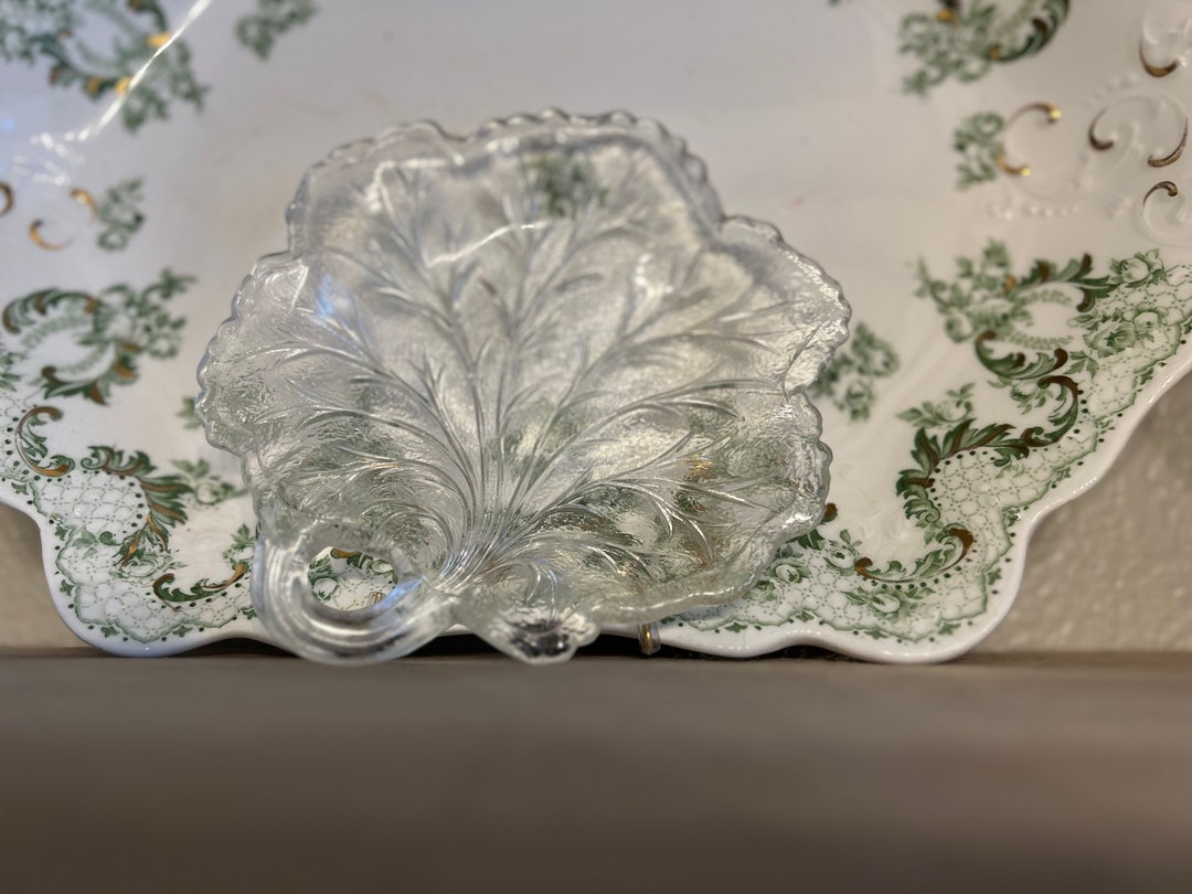 ヴィンテージ キャベツ リーフ インディアナ ガラス皿 - Etsy 日本