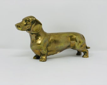 Vintage Brass Dachshund Dog Figurine Brass ornament Sausage Dog Lovers Gift canine  Dog Collectible