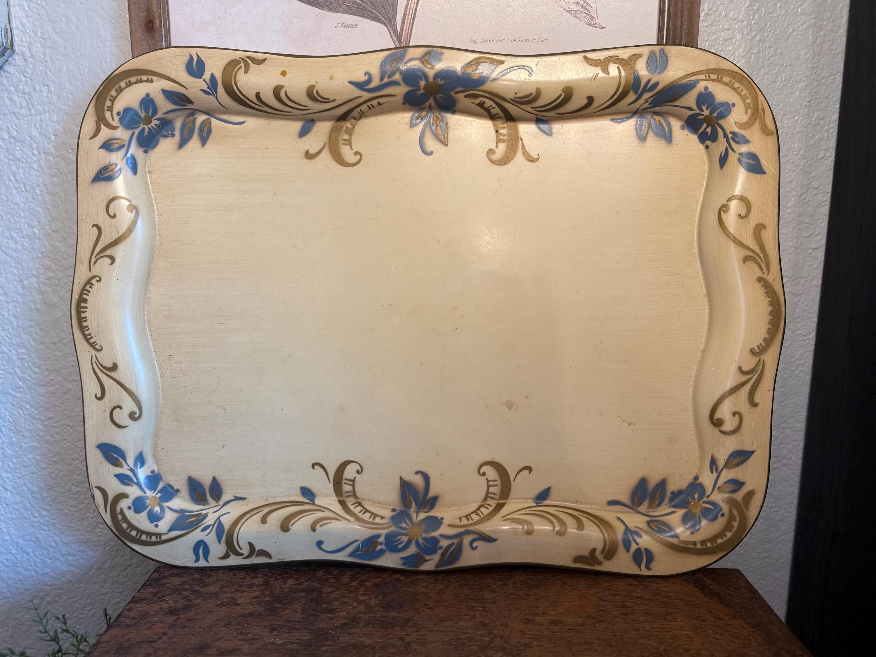 手描き花柄ヴィンテージトレイ - Etsy 日本