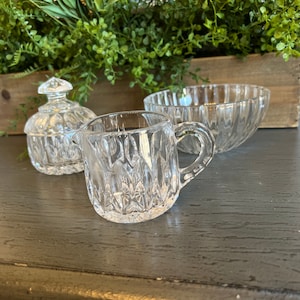 Crystal Creamer, Sugar Bowl and Bowl