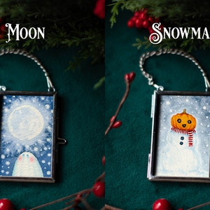 Spooky Holiday Ornament Featuring Cute Whimsical Ghosts and Christmas Themes HAND PAINTED ORIGINALS image 6