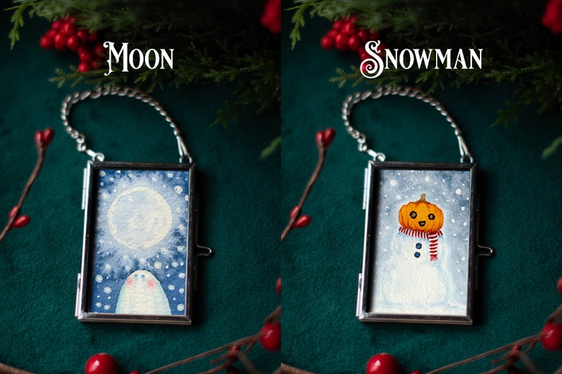 Spooky Holiday Ornament Featuring Cute Whimsical Ghosts and Christmas Themes HAND PAINTED ORIGINALS image 6