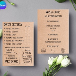 Convide o modelo Wedding minimalista de Canva A5 dos critérios | Editável | Imprimível em casa | Moderno customizável | Fácil de usar | Único peculiar