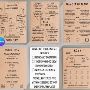 Flussdiagramm Hochzeitseinladung Set + Antwort Menü & Details A5 Canva Vorlage | Bearbeitbar | Druckbar | Individualisierbar | Einfach zu bedienen | Einzigartig Skurril