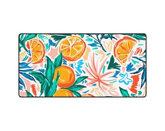 Orange Floral Desk Mat | Trendy | Popular | Cute | Gifts for Her | Must Haves | Popular Right Now | Women Owned