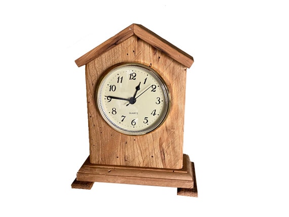 Reclaimed barn wood mantle clock