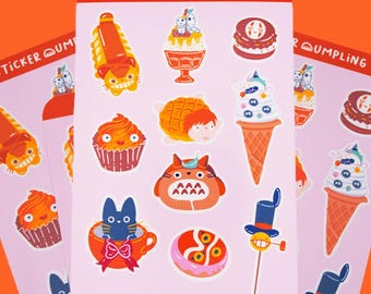Ghibli Sweets Sticker Sheet: Kawaii Anime Food Stickers