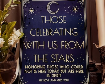 Celestial Wedding Sign Bundle: Cards and Gifts, Bar, Favors, Find your Seat, Guest Book, and Memorial Table, Art Deco, Editable Download