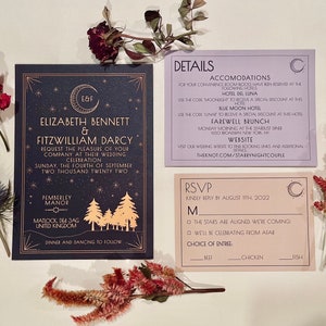 Art Deco Celestial Wedding Invitation Suite Template, Customizable Font and Colors