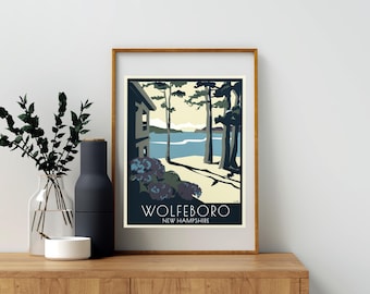 Tranquil Waterside Cabin Art Print | Wolfeboro, NH | Lake Winnipesaukee | New Hampshire