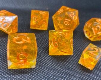 Ámbar brillante - Juego de dados de 7 piezas para rol, mazmorras y dragones, DnD