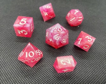 Pinkdazzled - Juego de dados de 7 piezas para rol, mazmorras y dragones, DnD