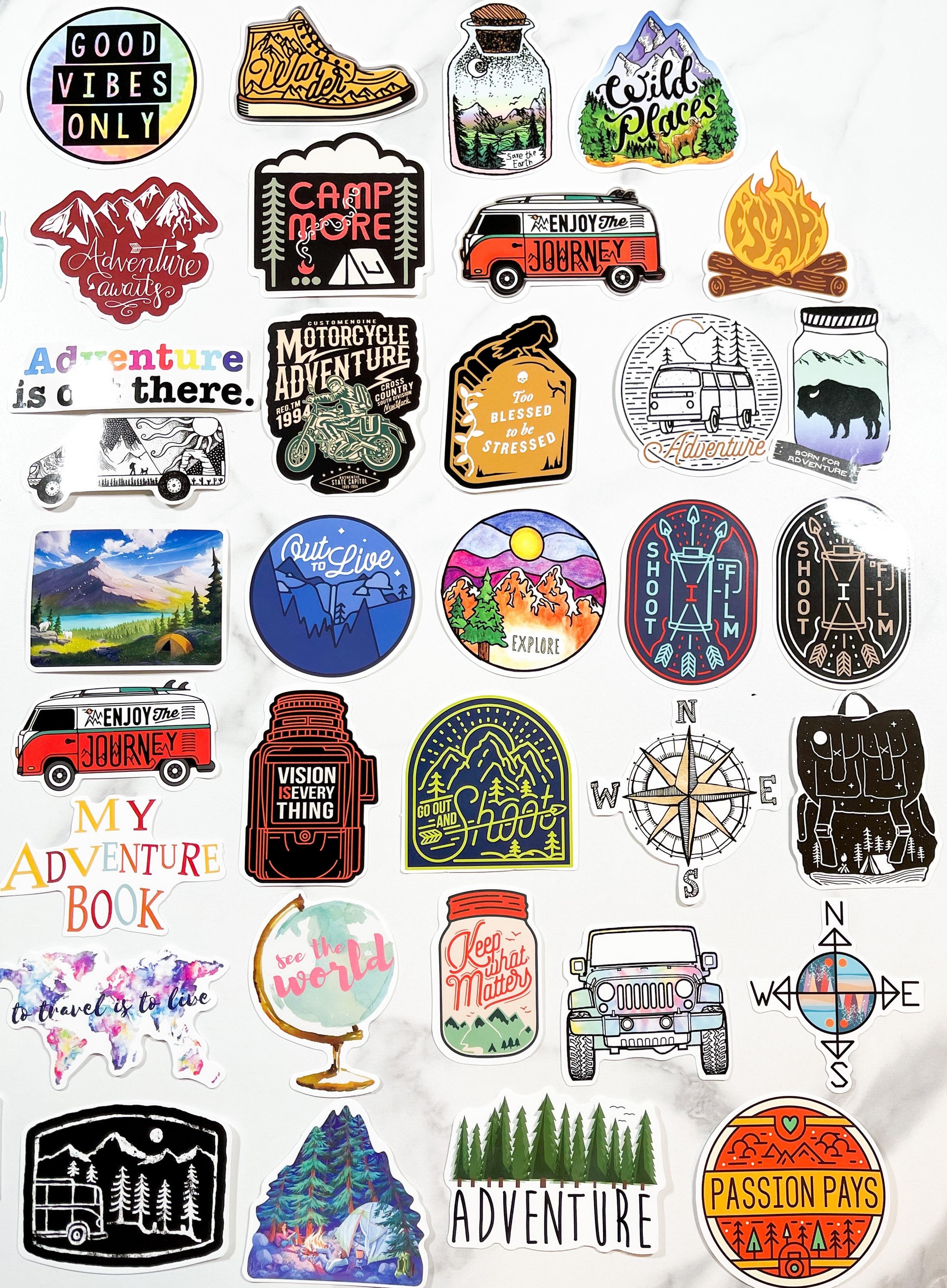 Adventure Sticker Pack Travel Stickers Camping Stickers Etsy