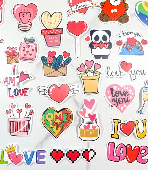  Love Heart Stickers, 60 Sheets Colorful Heart Decorative  Stickers for Valentine's Day, Anniversaries, Wedding