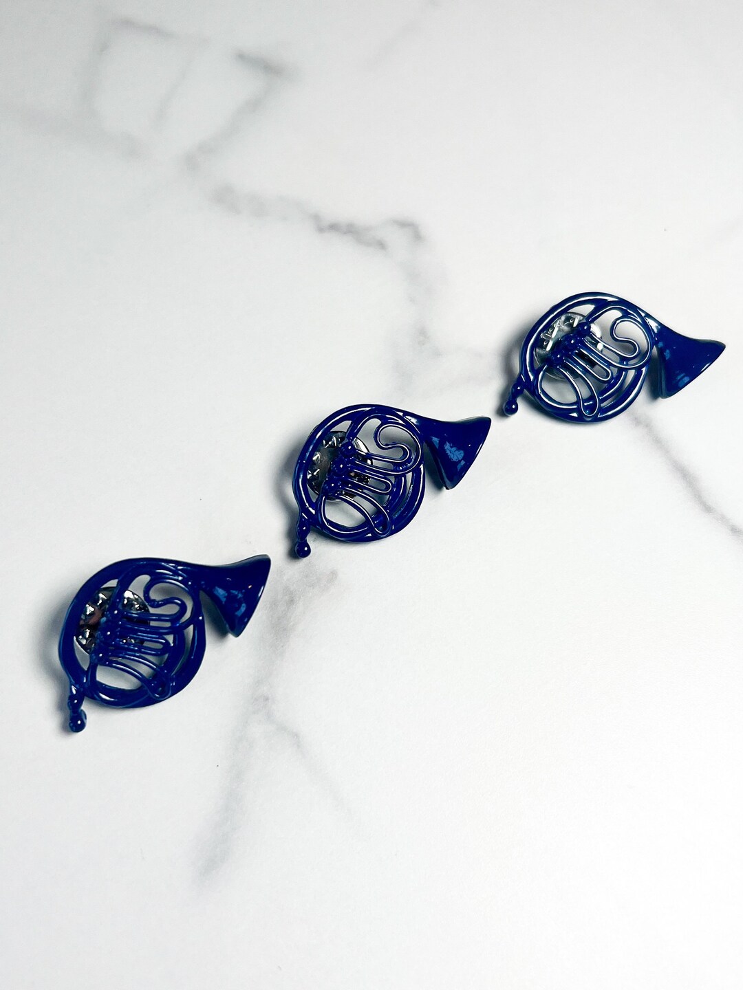 Blue French Horn Enamel Pin Cute French Horn Pin French Horn Lapel Pin