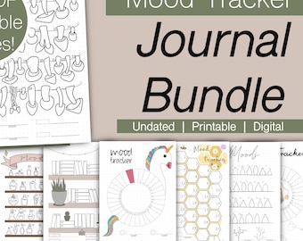 Mood Tracker Printable Bundle: Hand-Drawn Journal Inserts (A5 PDF Download)