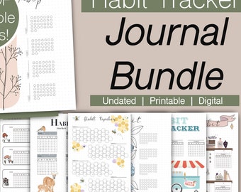 Hand Drawn Habit Tracker Printable Bundle: A5 Journal Inserts (17 PDF Themes)