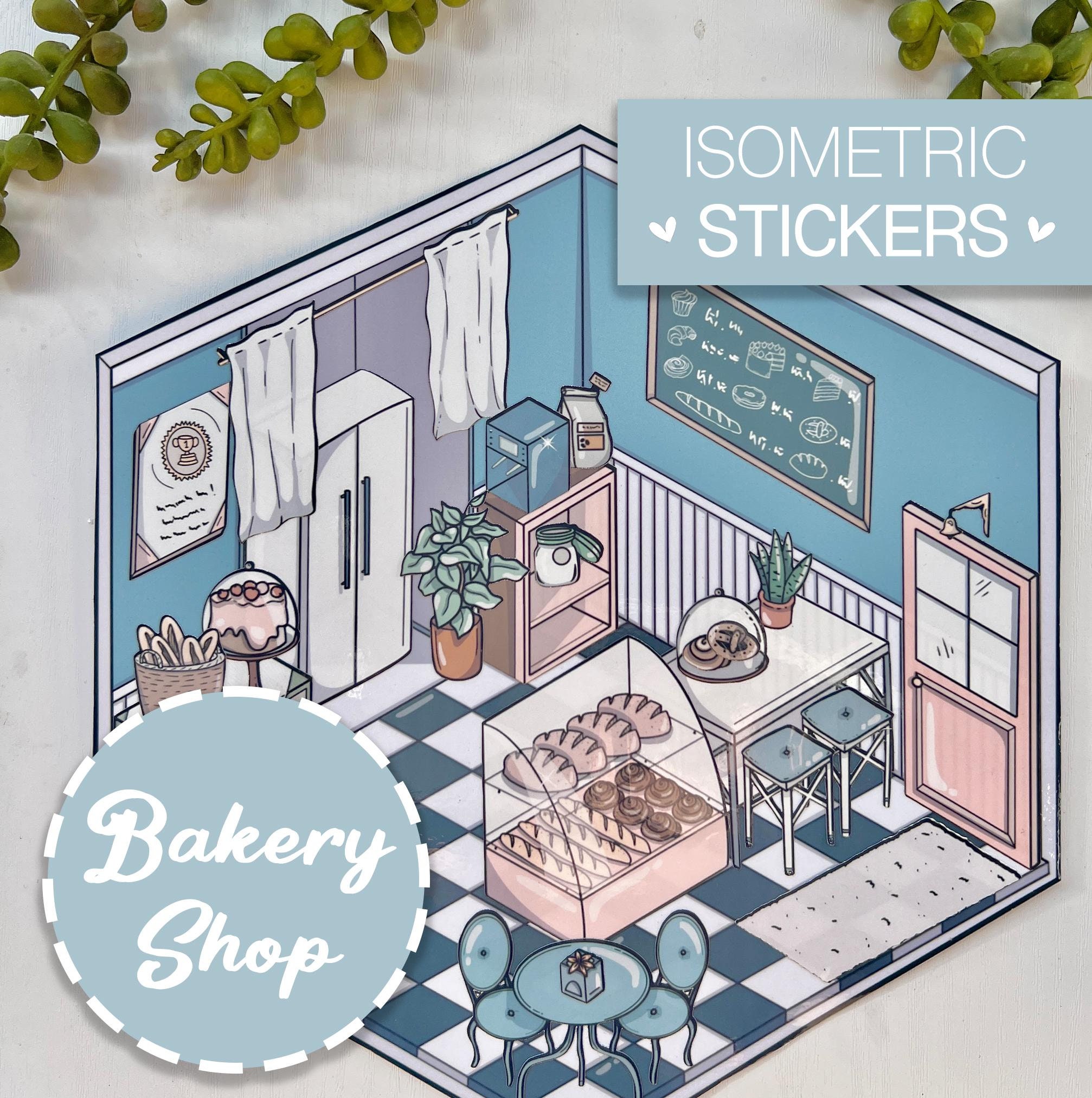 Isometric Room Stickers, Iso Bakery Designer, Interior Design Sticker ...