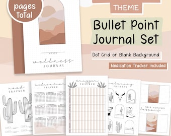 Desert Theme Wellness Journal Set: Printable Mental Health Planner (PDF)