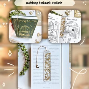 May include: A green journal with gold lettering and a matching bookmark. The journal is labelled "The Expanded Reading Journal". The bookmark has a gold chain and a crescent moon charm. The text "PART OF A SET" is at the top.