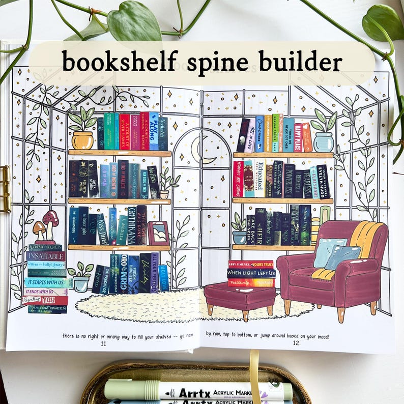 Bookshelf Spine Builder, Book Tracker Printables, Canva Tool, Reading Journal Upgrade, Printable Book Covers, Expanded and Companion Version image 1