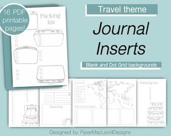 Travel Bundle, Printable Bullet point Journal Templates, Packing List, Instant Digital Download, planner Starter Kit