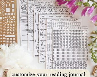 Reading Journal Customization Stickers | Personalize Pages, Reading Challenges, Reviews & Trackers