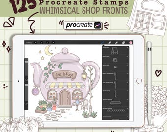 Procreate Stamps Set, Shop Front Theme, Business Brushes, Store Samples, Architecture Design, Digital Art, Market Illustration, Pro create