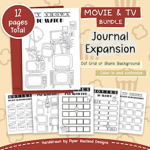 Movie & TV Show Tracker Printable: Coloring Pages, Planner Inserts (PDF) image 1