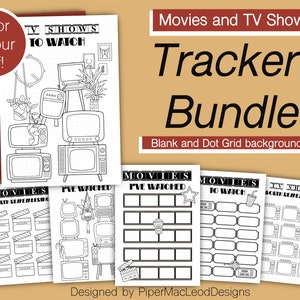 Movie Tracker Printable, TV Series Tracker, Movie log, TV Show Review, Coloring Pages, Planner Inserts for bullet point journal