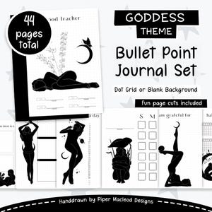 Bullet Point Journal Printable Templates for your Planner, Goddess and Celestial Stars and Moons Theme, Digital Bujo Pages and Inserts