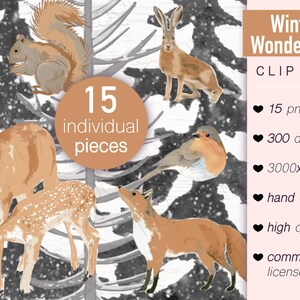 Bullet point Journal Aufkleber Set, Winter Wunderland Verschneite Wald Thema, Clip Art und Printable, Schnee Fuchs Kaninchen Reh, Kaltes Wetter PNG Art