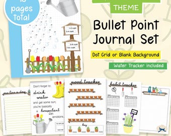 ¡Conjunto de diario con viñetas con un divertido y colorido tema de jardinería, páginas de planificación en PDF fáciles de imprimir y uso digital!