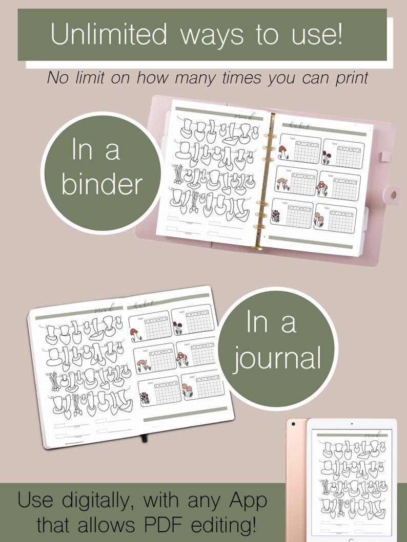 Habit Tracker Printable Bundle, Habit Tracker Kit, Bullet Point Journal ...