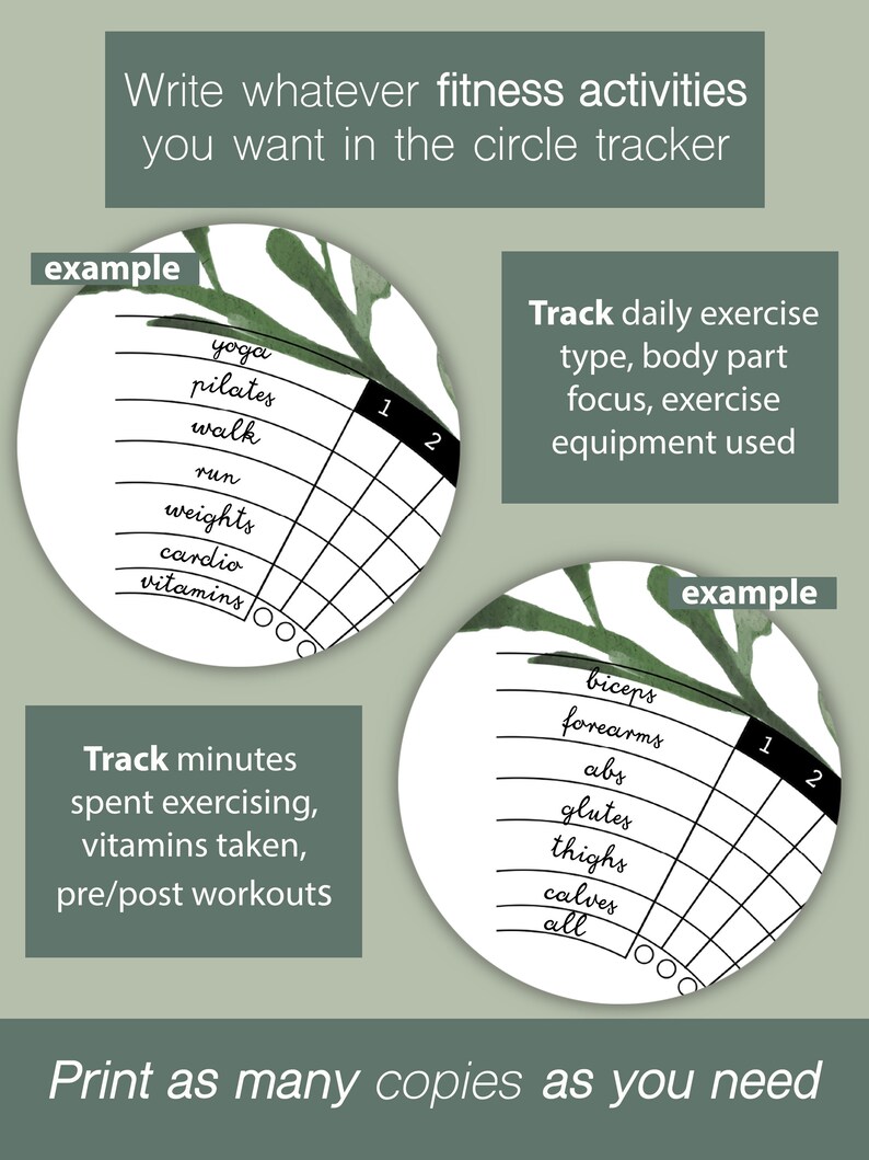 Workout Tracker Chart.pdf Fitness Tracker Printable Set: Undated Workout Journal Inserts (PDF) - Etsy