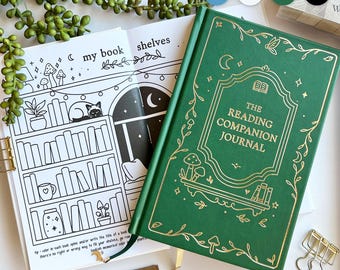 Reading COMPANION Journal, Hardcover Book Review Log, Colorable Bookshelf Tracker, Literary Planner, TBR Organizer, Goals Challenge