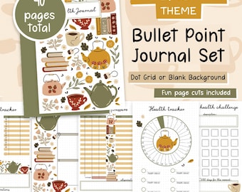 Bullet Point Journal Set, Health Planner, Sobriety Journal, Quit Smoking Journal, Exercise planner, Printable Bujo Inserts