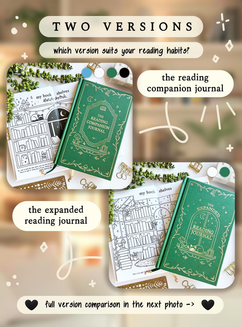 Reading COMPANION Journal, Hardcover Book Review Log, Colorable Bookshelf Tracker, Literary Planner, TBR Organizer, Goals Challenge image 18
