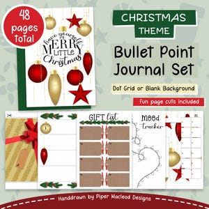 Bullet point Journal Set, Printable PDF, Christmas kit, Digital use, Colourful hand drawn, premade planner pack
