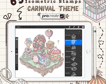 Isometric Procreate Carnival Stamps, Design Your Own Theme Park, Candy Land Brushes, Fair Grounds Tycoon Samples, Kawaii Circus Art Pack