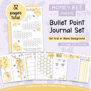 Bulletpoint-dagboekset voor liefhebbers van honingbijen, Bumble Bee-thema printables inserts voor je planner, ongedateerde jaarboekpagina's