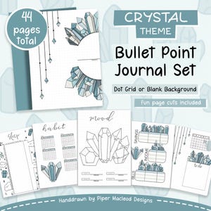 Bulletpoint-dagboekset met een kristalthema, diamant- en steenplannerpakket voor beginners, ongedateerde inzetstukken voor maandelijks dagboek