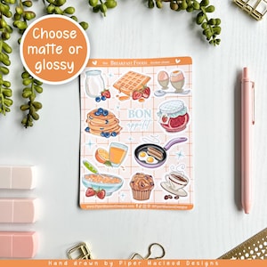 Stickervel, ontbijttraktaties, voedselstickers, pannenkoekstickers, eierenstickers, cadeauzakjes kinderfeestje, dagboek- en plannerstickers