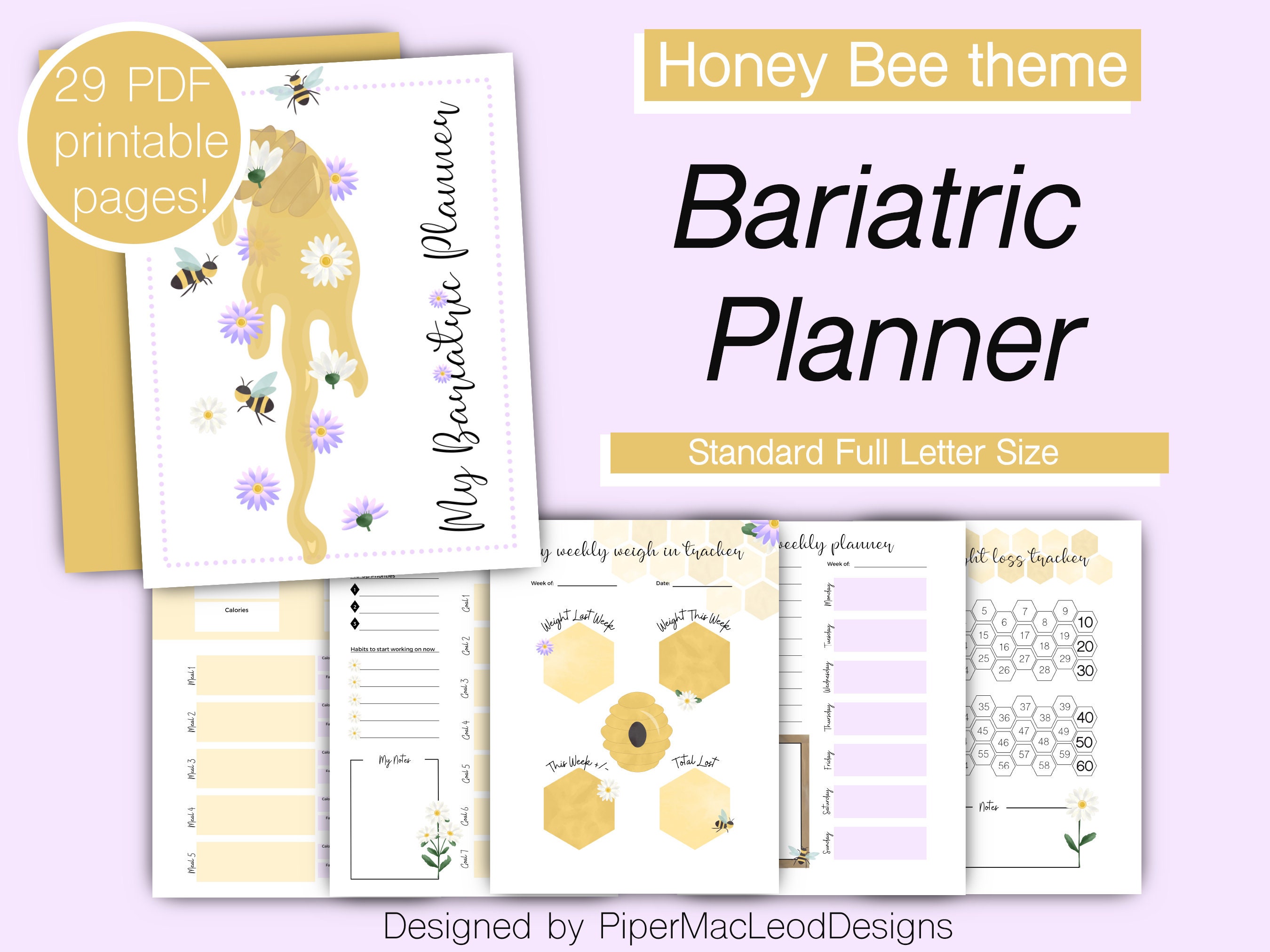 Bariatric Meal Prep Journal, Gastric Sleeve Meal Planner, Gastric Bypass  Daily Meal Prep Planner, Bariatric Protein Food List, VSG Planner 