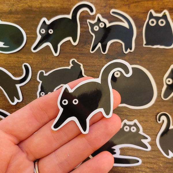 Crazy Black Cat Vinyl Sticker