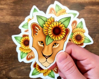 Sunflower Lioness Sticker