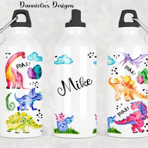 dinosaurs bottle- botella de agua para niños- 14 oz botella de agua- botella de dinosaurios